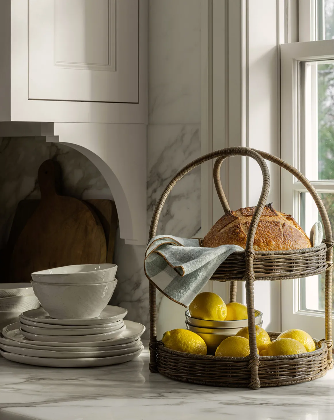 Aneesa Two-Tiered Wicker Tray