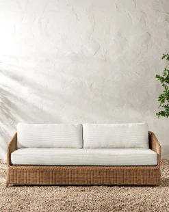 Haviland Outdoor Sofa with Perennials Taupe Stripe 88"