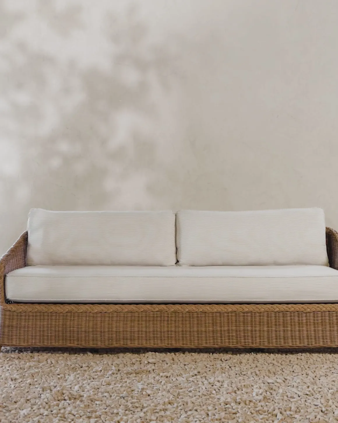 Haviland Outdoor Sofa with Perennials Taupe Stripe 88"