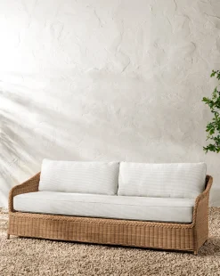 Haviland Outdoor Sofa with Perennials Taupe Stripe 88