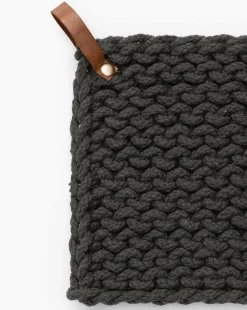 Leather Handled Crochet Pot Holder (Set of 3)