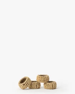 Mango Wood Bead Napkin Rings (Set of 4)