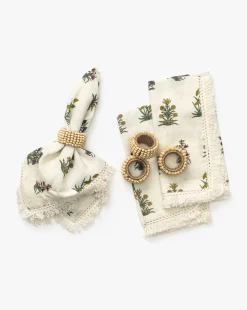 Mango Wood Bead Napkin Rings (Set of 4)