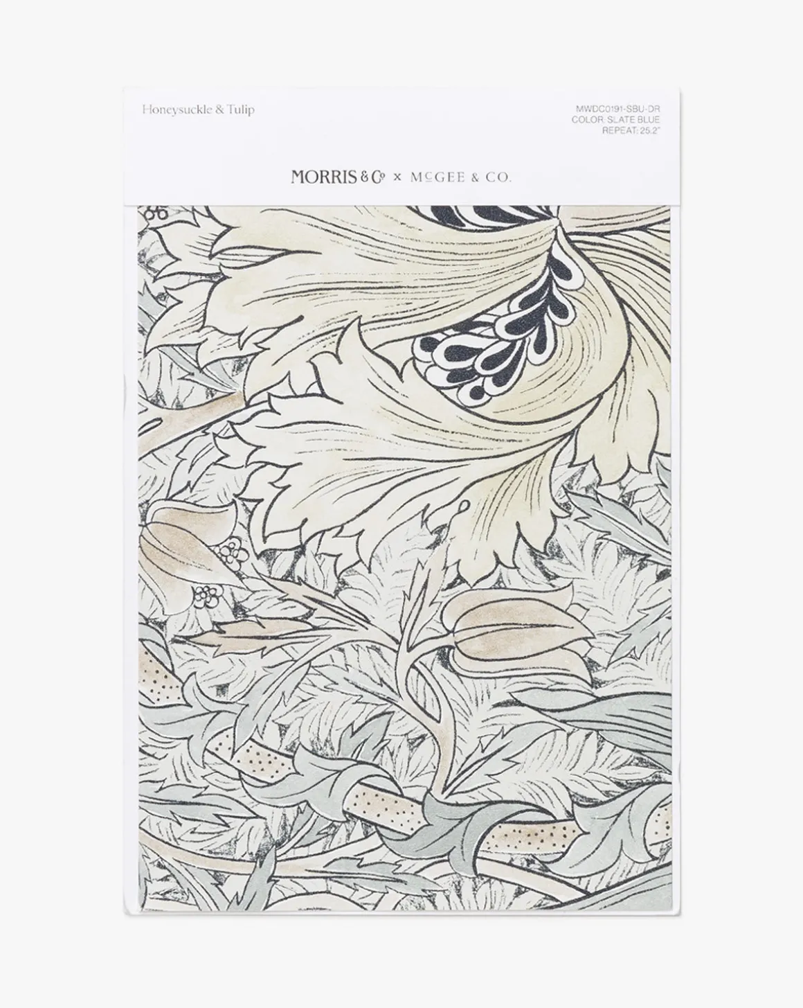 Morris & Co. x McGee & Co. Honeysuckle & Tulip Slate Blue Wallpaper Swatch