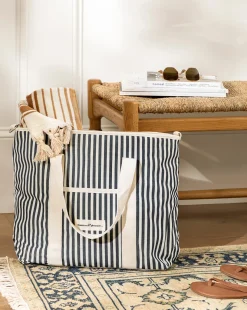 Navy Striped Cooler Bag