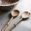 Notched Oak Wood Salad Servers
