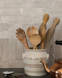 Notched Oak Wood Salad Servers