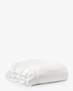 Ruffle White Linen Duvet Cover