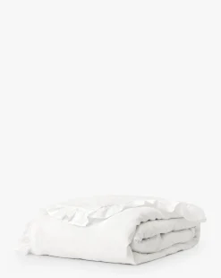 Ruffle White Linen Duvet Cover
