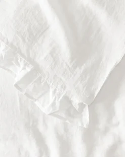 Ruffle White Linen Duvet Cover