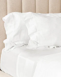 Ruffle White Linen Shams (Set of 2)