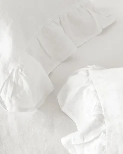 Ruffle White Linen Shams (Set of 2)