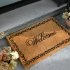 Welcome Doormat with Leaf Border