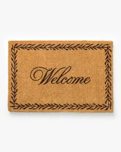 Welcome Doormat with Leaf Border